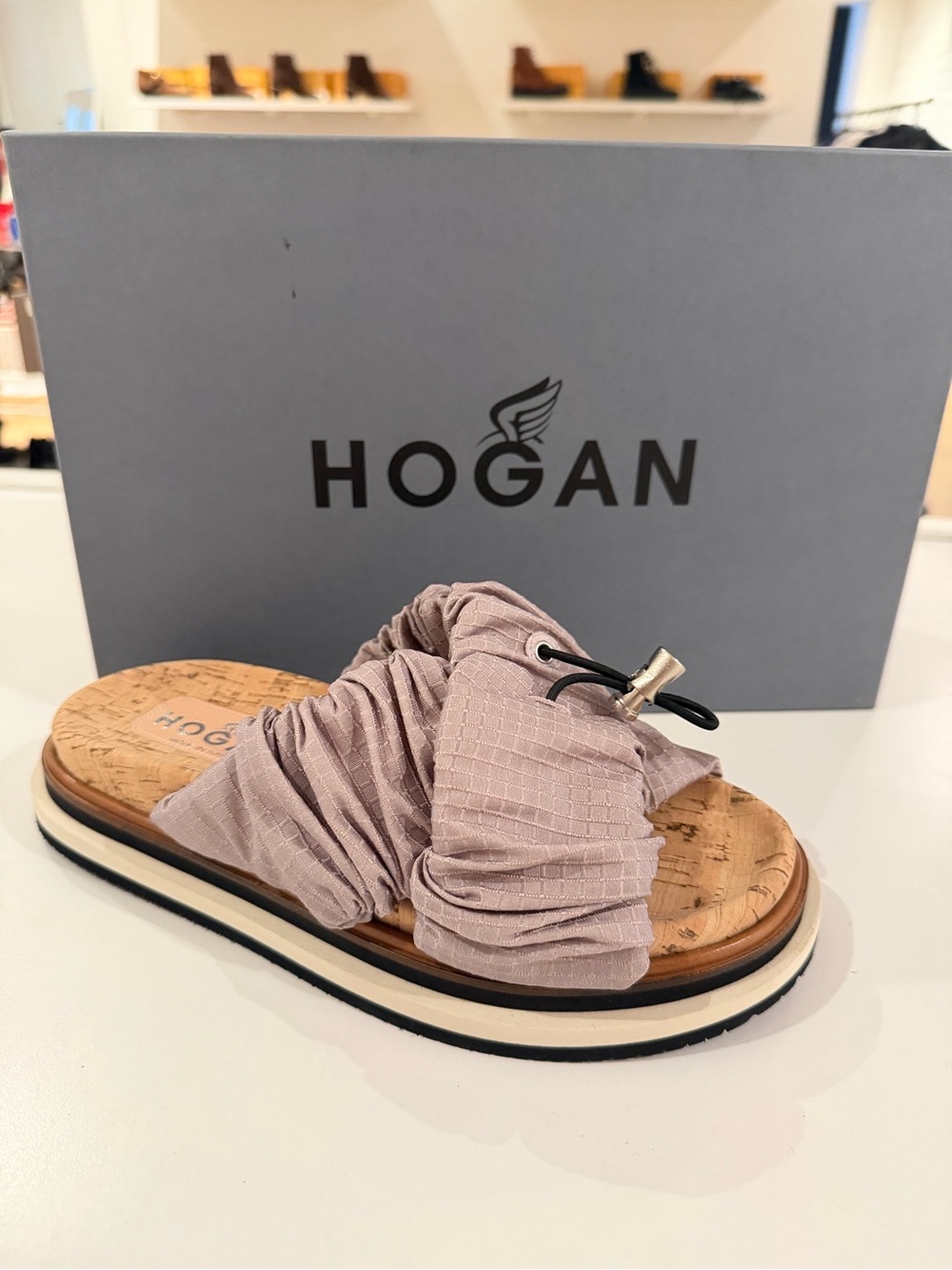 Hogan Pink Ruched Platform Slide